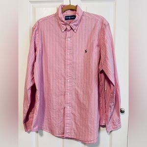 Ralph Lauren Pink Striped Casual Button Down Shirt